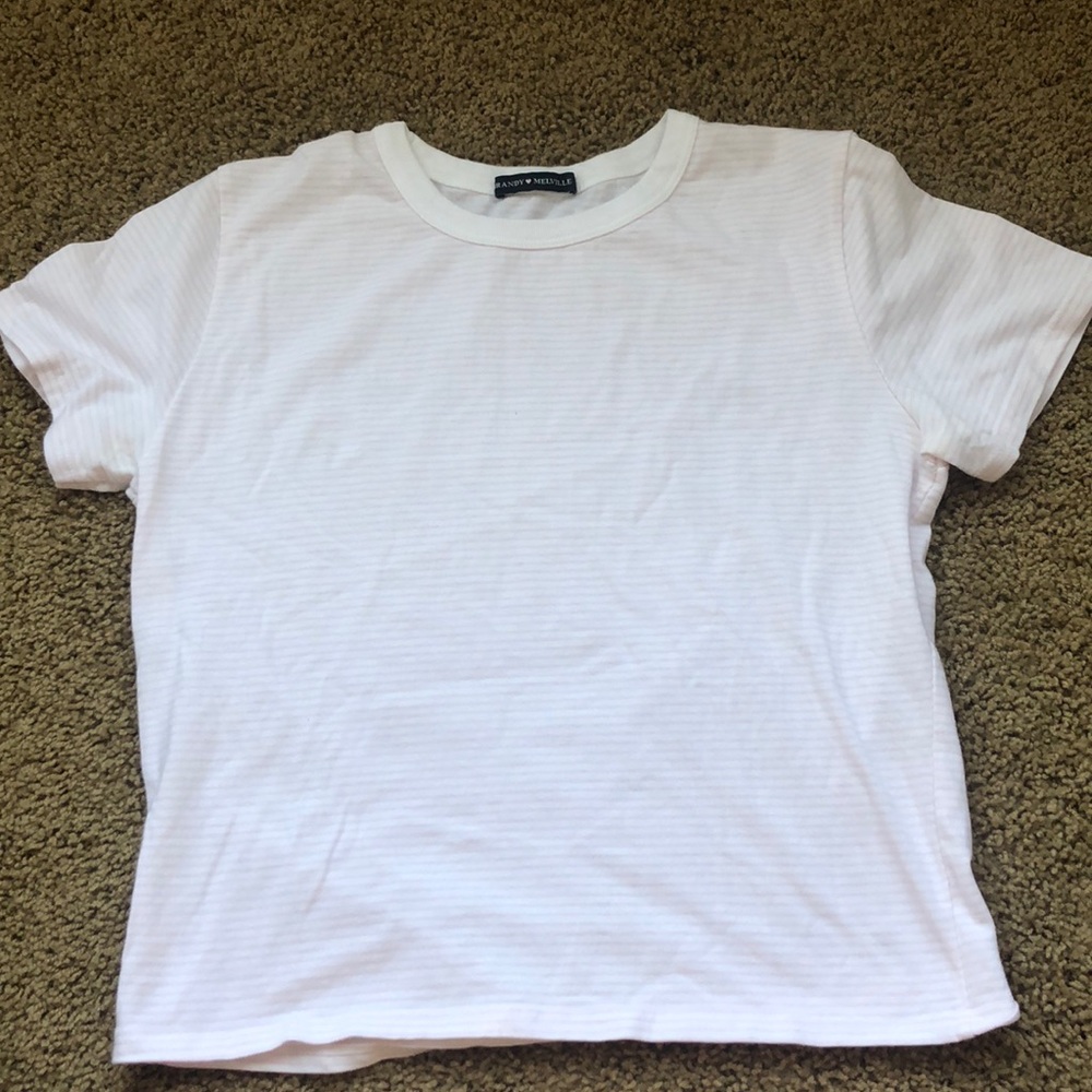 brandy melville pink and white striped crop top